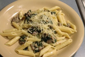 My Rigatoni with Spinach and Sausage!