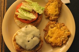 My cauliflower fitters w/cheesebugers.
